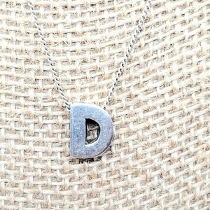 Vintage Sterling Silver D Charm Necklace & Chain